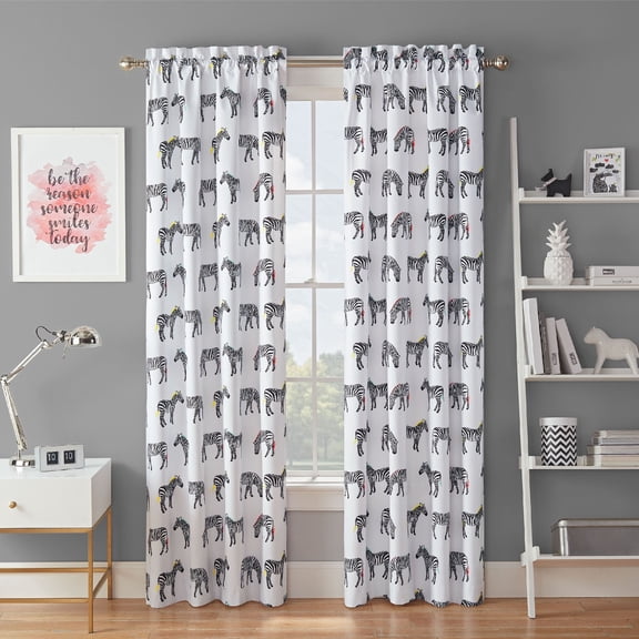Waverly Kids Spree Zebra Crossing Blackout Single Window Curtain Panel