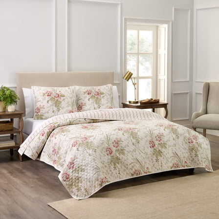 Waverly Stonington 3-Piece Quilt Set - Full/Queen - 100% Cotton Lightweight Bedding in Ivory