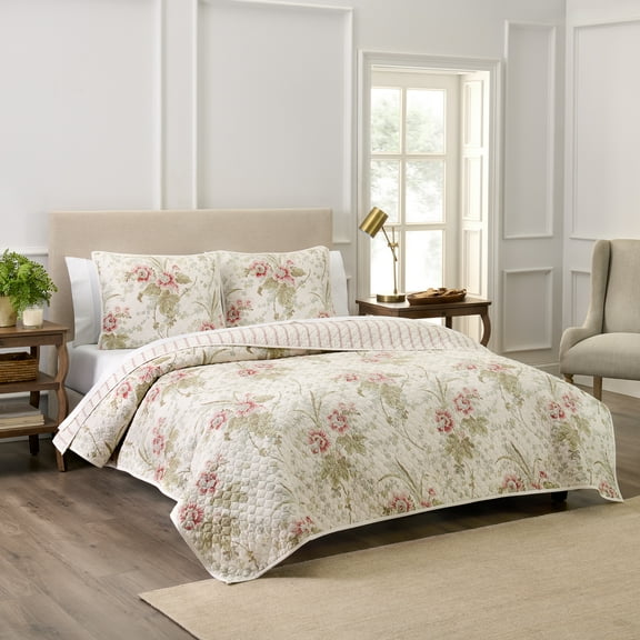 Waverly Stonington 3-Piece Quilt Set - Full/Queen - 100% Cotton Lightweight Bedding in Ivory