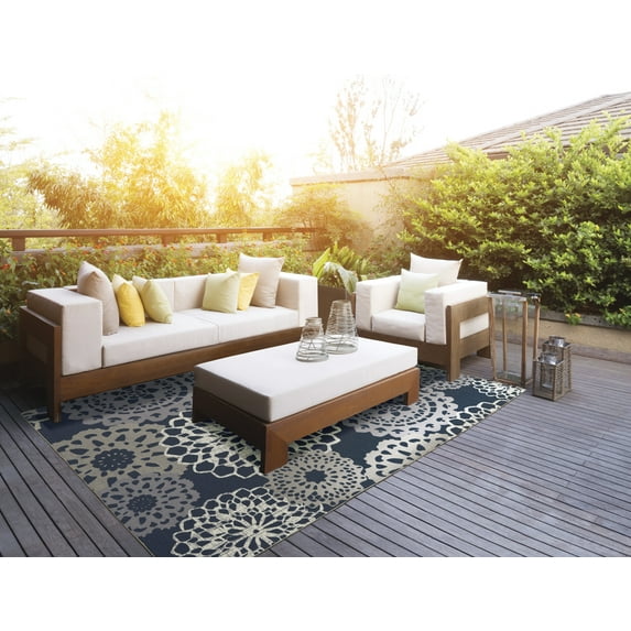 Nourison Sun N' Shade Indoor/Outdoor Black 5'3" x 7'5" Area Rug, (5x7)