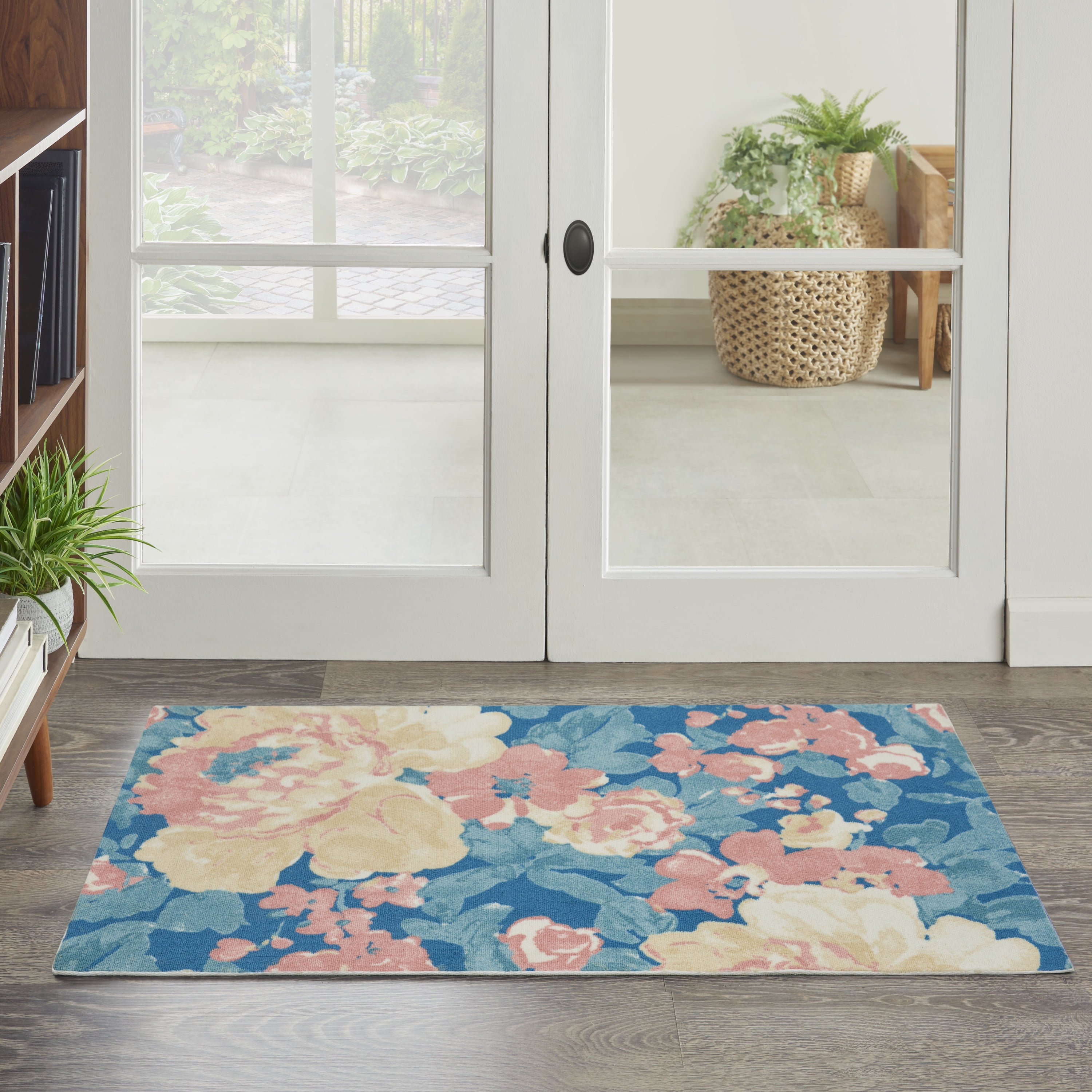 Waverly Floral Blue Outdoor Area Rug