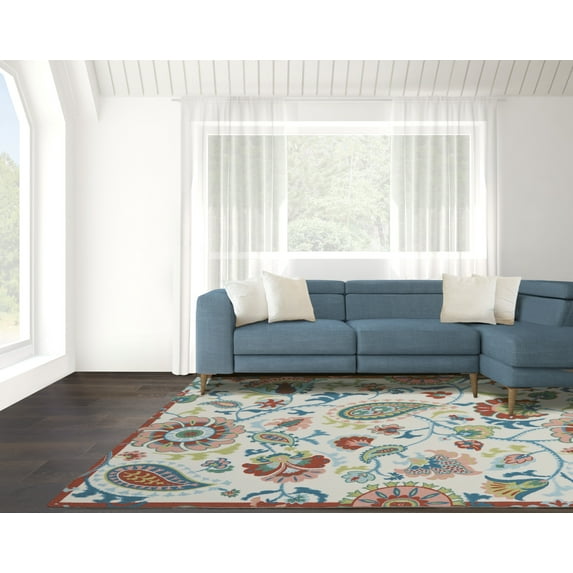 Nourison Sun N' Shade Indoor/Outdoor Ivory 5'3" x 7'5" Area Rug, (5x7)