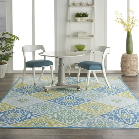 Waverly Sun N' Shade Indoor/Outdoor Marine 7'9" x 10'10" Area Rug, (8x11)