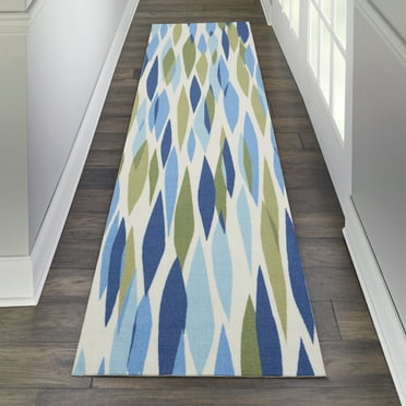 Waverly Sun N' Shade Indoor/Outdoor Modern Abstract Seaglass 2'3" x 8' Area Rug, (8' Runner)