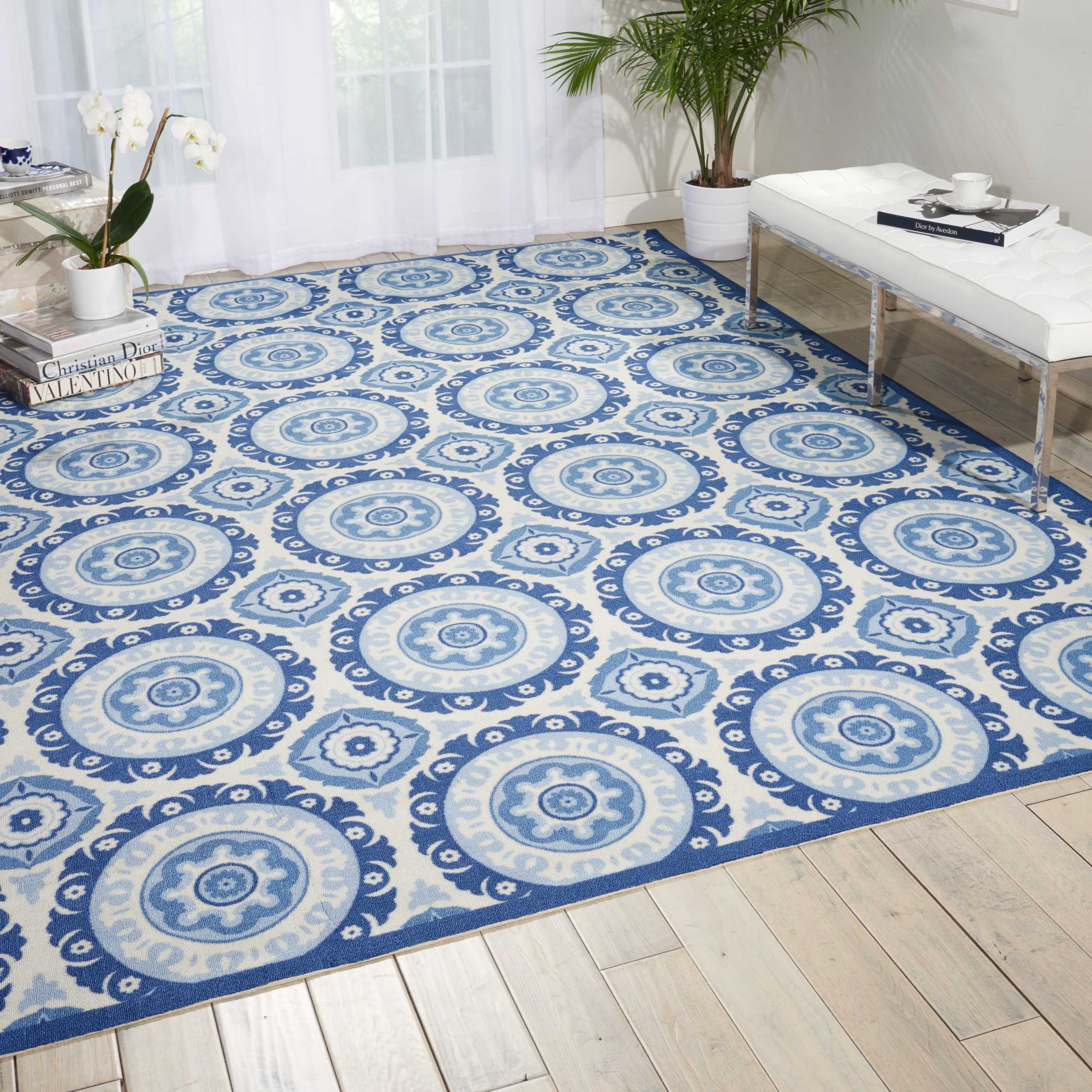 Waverly Sun N' Shade Indoor/Outdoor Navy 10' x 13' Area Rug, (10x13 ...