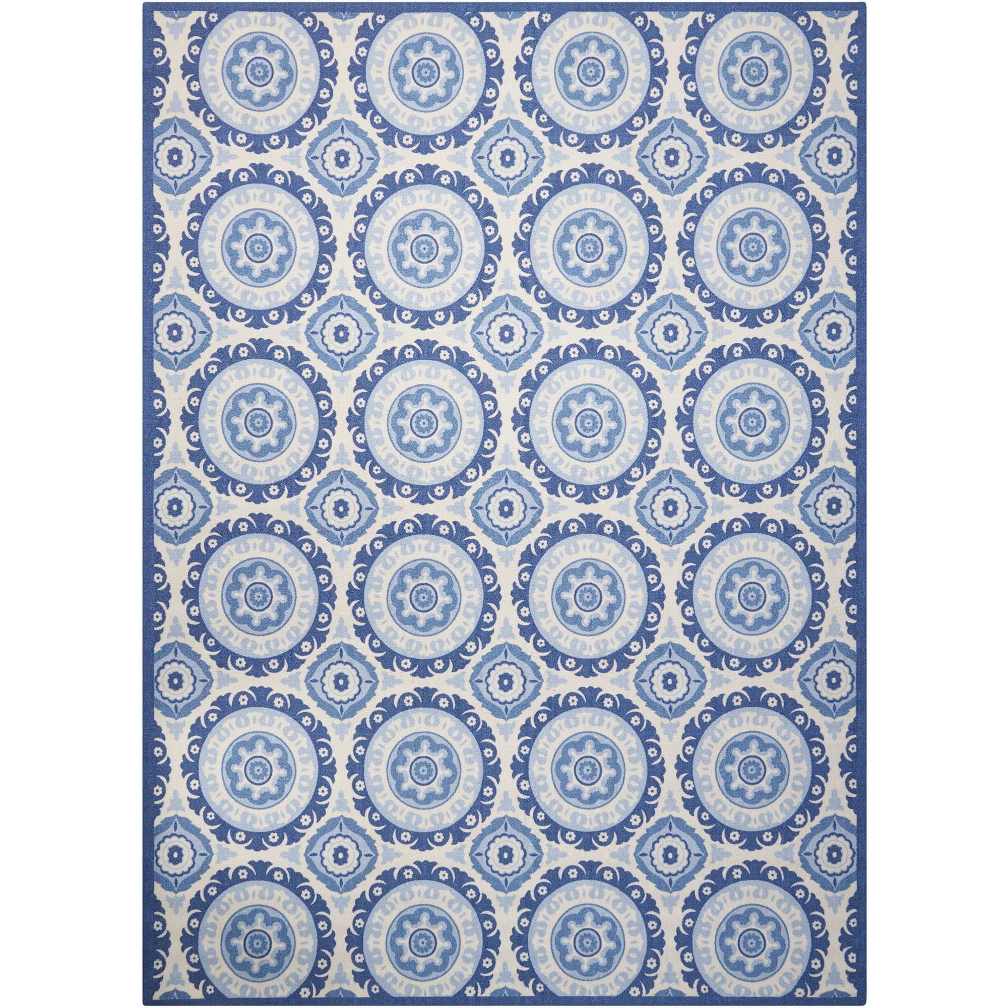 Elysian Navy Medallion Tufted 5'3" x 7'5" Synthetic Area Rug