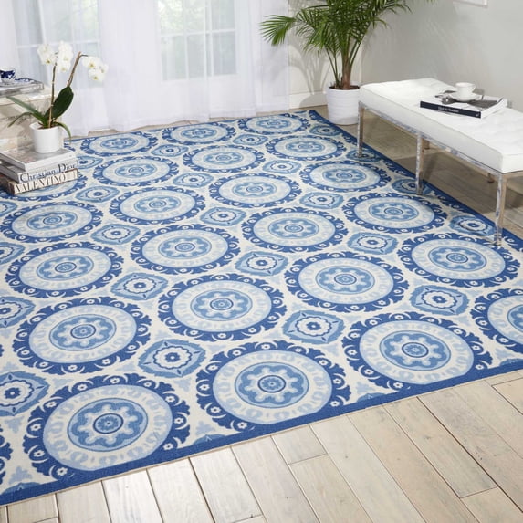 Nourison Sun N' Shade Indoor/Outdoor Navy 5'3" x 7'5" Area Rug, (5x7)