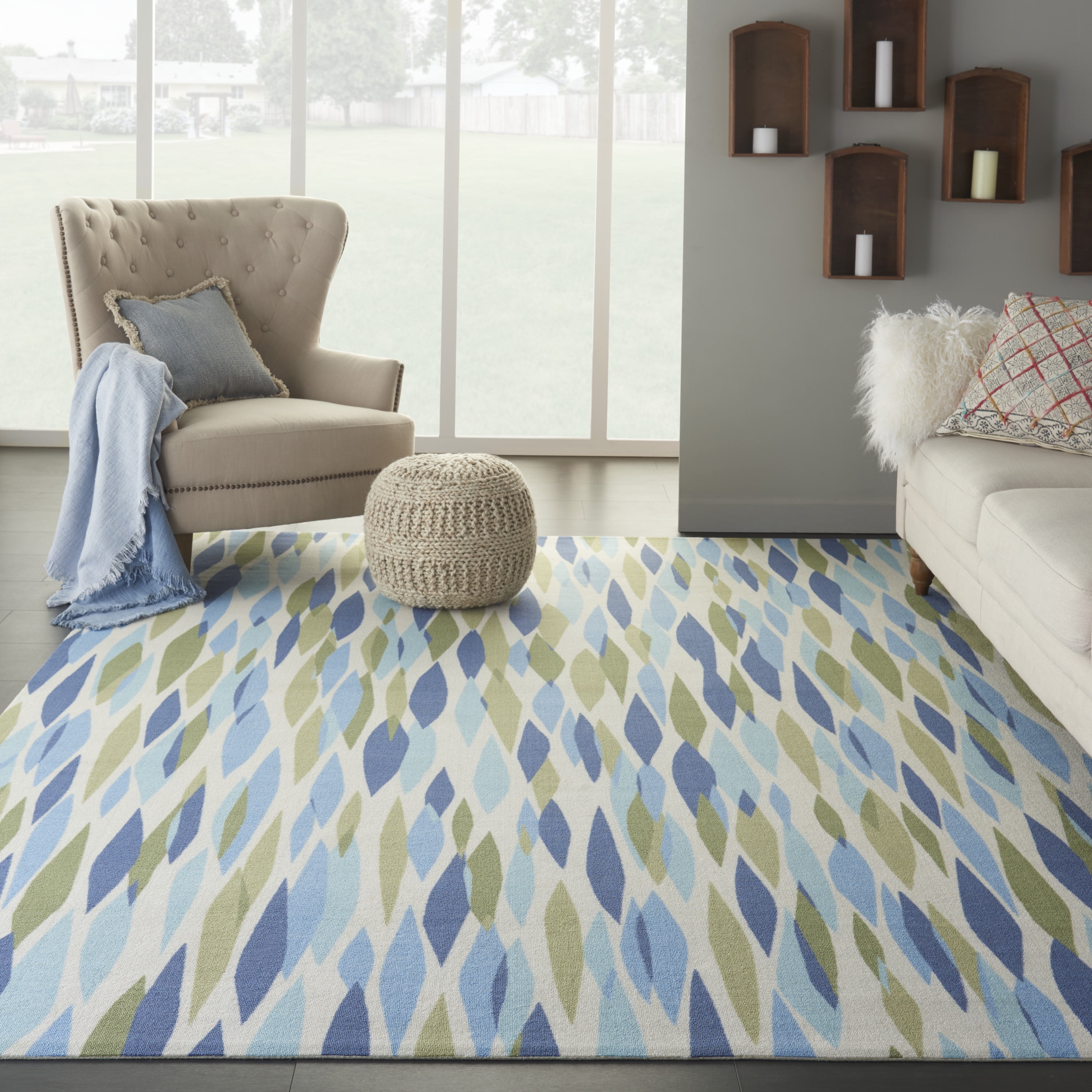 Waverly Sun N' Shade Indoor/Outdoor Seaglass 10' x 13' Area Rug, (10x13 ...