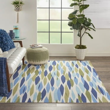 Waverly Sun N' Shade Indoor/Outdoor Seaglass 4'3" x 6'3" Area Rug, (4x6)
