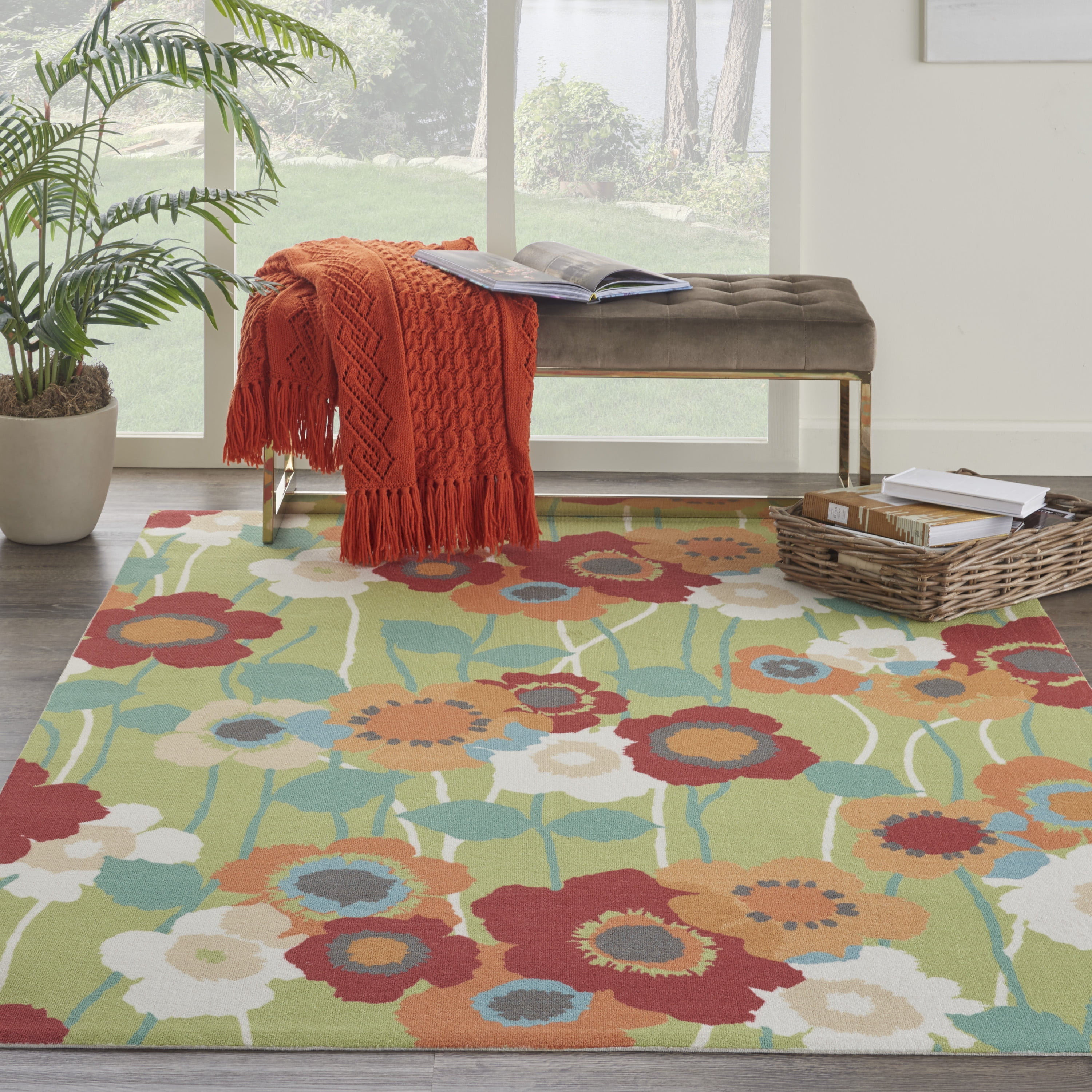 Waverly Sun N' Shade Indoor/Outdoor Seaglass 5'3" x 7'5" Area Rug, (5x7