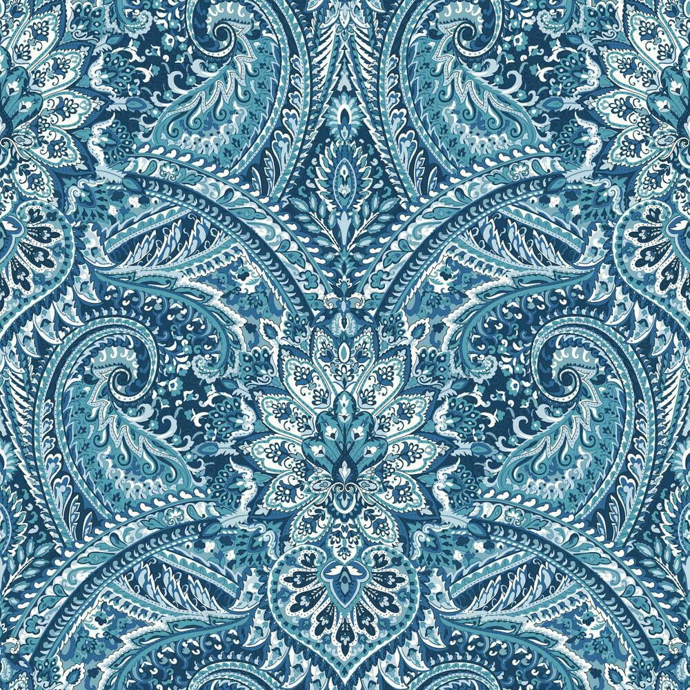 Blue and Gray Paisley Peel & Stick Wallpaper Roll