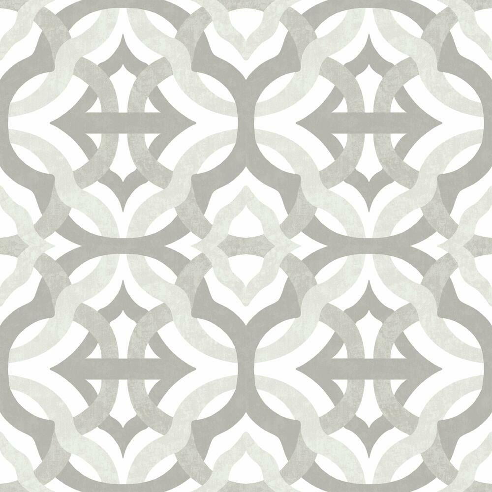 Taupe and White Geometric Peel and Stick Wallpaper Roll