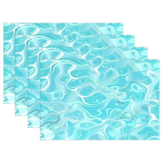 Waves 12×18 inch Placemats Heat Resistant Washable Foldable Rectangular Placemats Set Decoration Indoor Outdoor for Kitchen Dining Table 4PCs