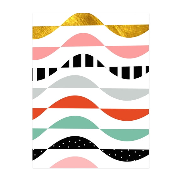 Waves Abstract - Digital Art Geometric Abstract Minimalist Modern Art Pattern Waves Unframed Wall Art Print 11 x 14 inches