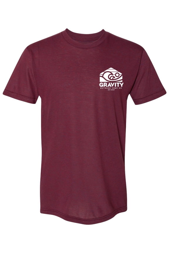 Waves American-Made Tri-Blend T-Shirt - White Logo - Cranberry - L