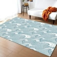 thumbnail image 1 of Waves Area Rug Blue White Water Cartoon Print Living Room Rugs, Indoor Non-Slip Rugs, Machine Washable Breathable Durable Carpet For Front Entrance Floor Decor 1x2ft, 1 of 6