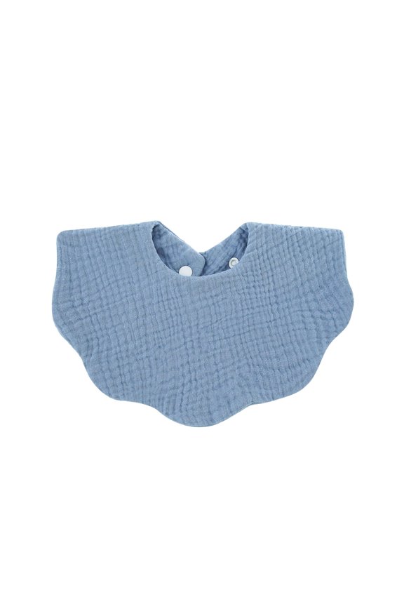 Waves Baby Bibs Girls Boys Cotton Muslin Bib for Drooling Teething Infant Soft Burp Cloths Adjustable with Snaps, Blue