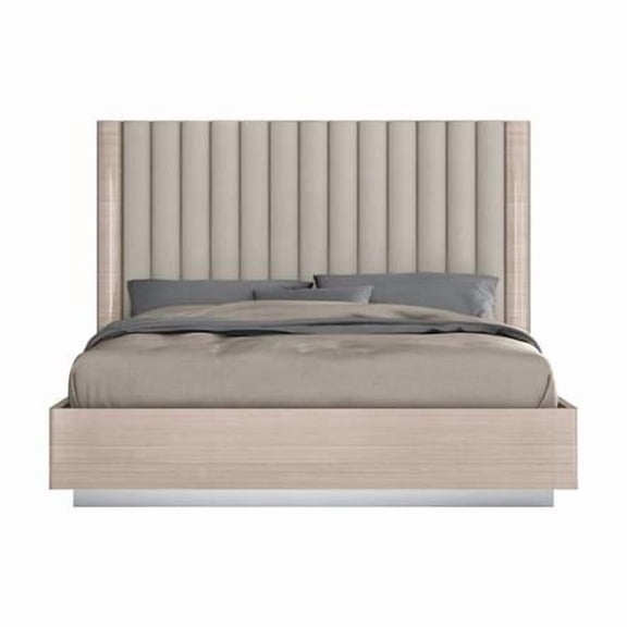 Whiteline BQ1753-BEI-BEI ILP-8273-2HG Platform Modern Living Waves Bed, Beige - Queen Size