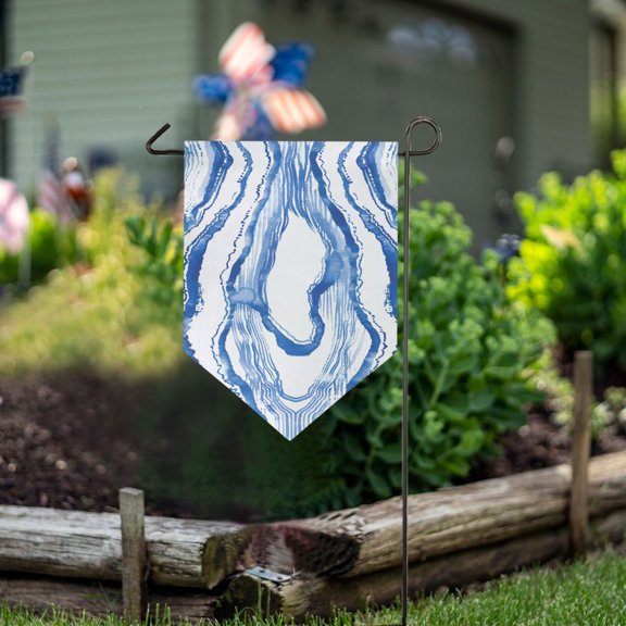 Waves Blue White Line Garden Flag 18" x 12.5" Double Sided Yard Lawn Outdoor Decor Small Yard Flags