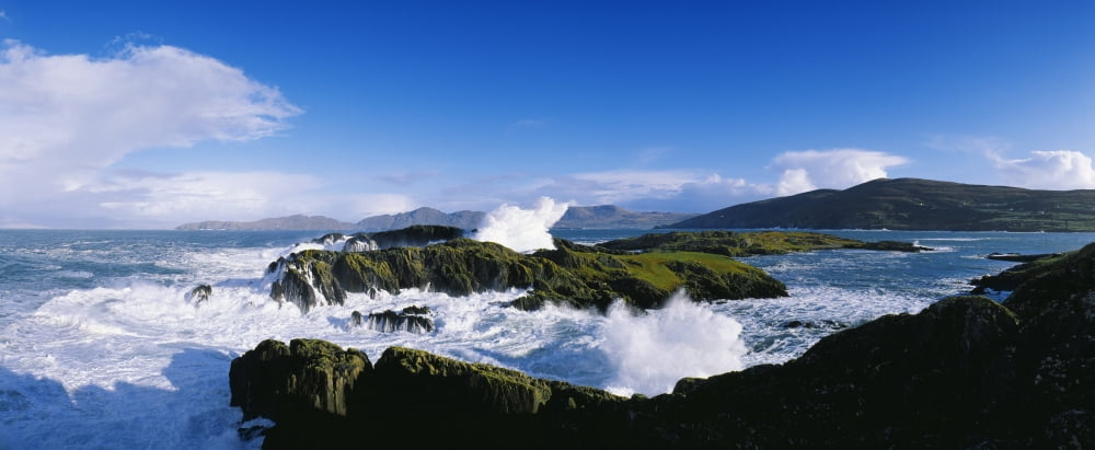 Waves Breaking Over Rocks West Cork County Cork Republic Of Ireland Canvas Art - The Irish Image Collection Design Pics (44 x 18)