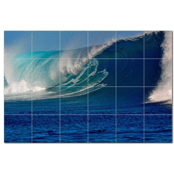 Waves Ceramic Tile Mural Kitchen Backsplash Bathroom Shower, 401918-M64
