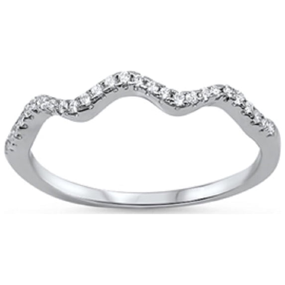 Waves Channel Cubic Zirconia Ring Sterling Silver 925