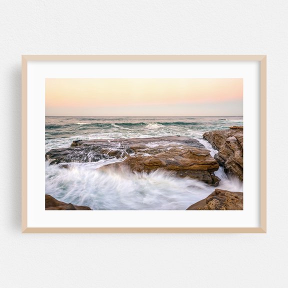 Waves Crash - Windansea Beach - San Diego California Photography Coast Waves Ocean Coastal Nature Landscape Beach Oak Framed Wall Art Print 5 x 7 inches