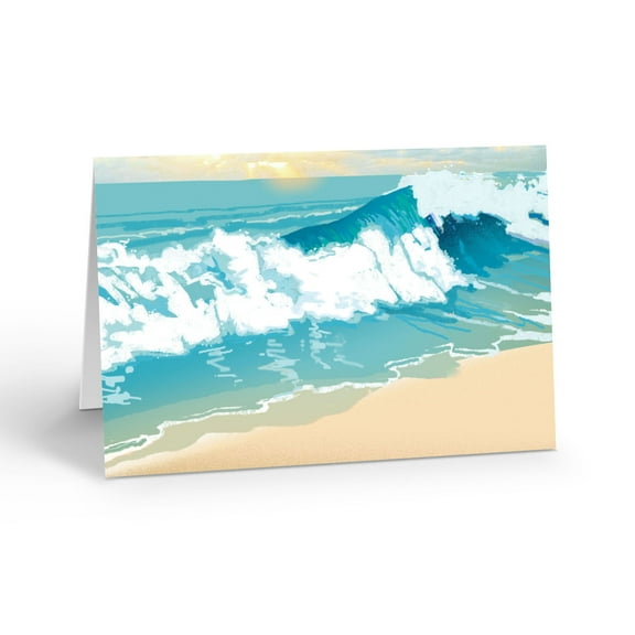 Waves Crashing Ashore Beach Note Card - 10 Boxed Cards and Envelopes - 14405