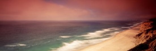 Waves Crashing Into Stormy Coast San Mateo California USA Canvas Art - Panoramic Images (36 x 12)