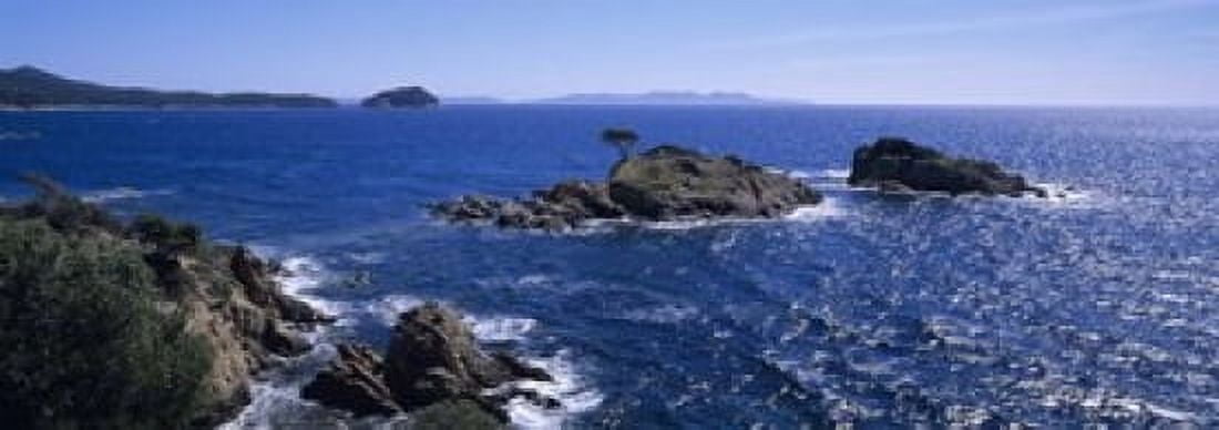 Waves Crashing On Rocks Provence France Canvas Art - Panoramic Images (18 x 7)