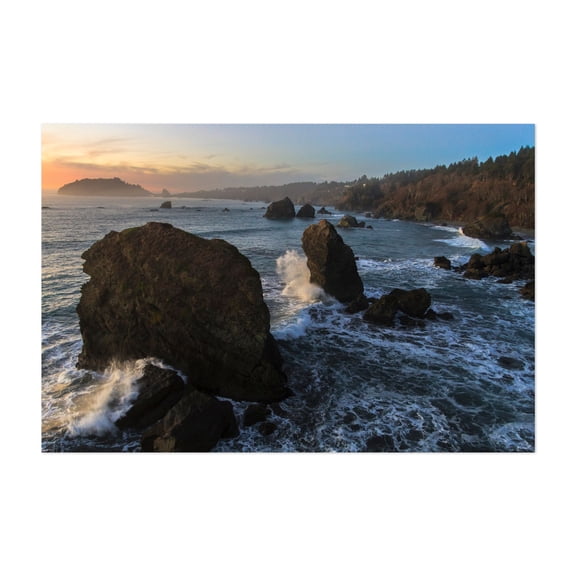 Waves Crashing On The Pacific Coast - Klamath California Photography Seascape Sunset Coast Ocean Waves Nature Scenic Unframed Wall Art Print 4 x 6 inches