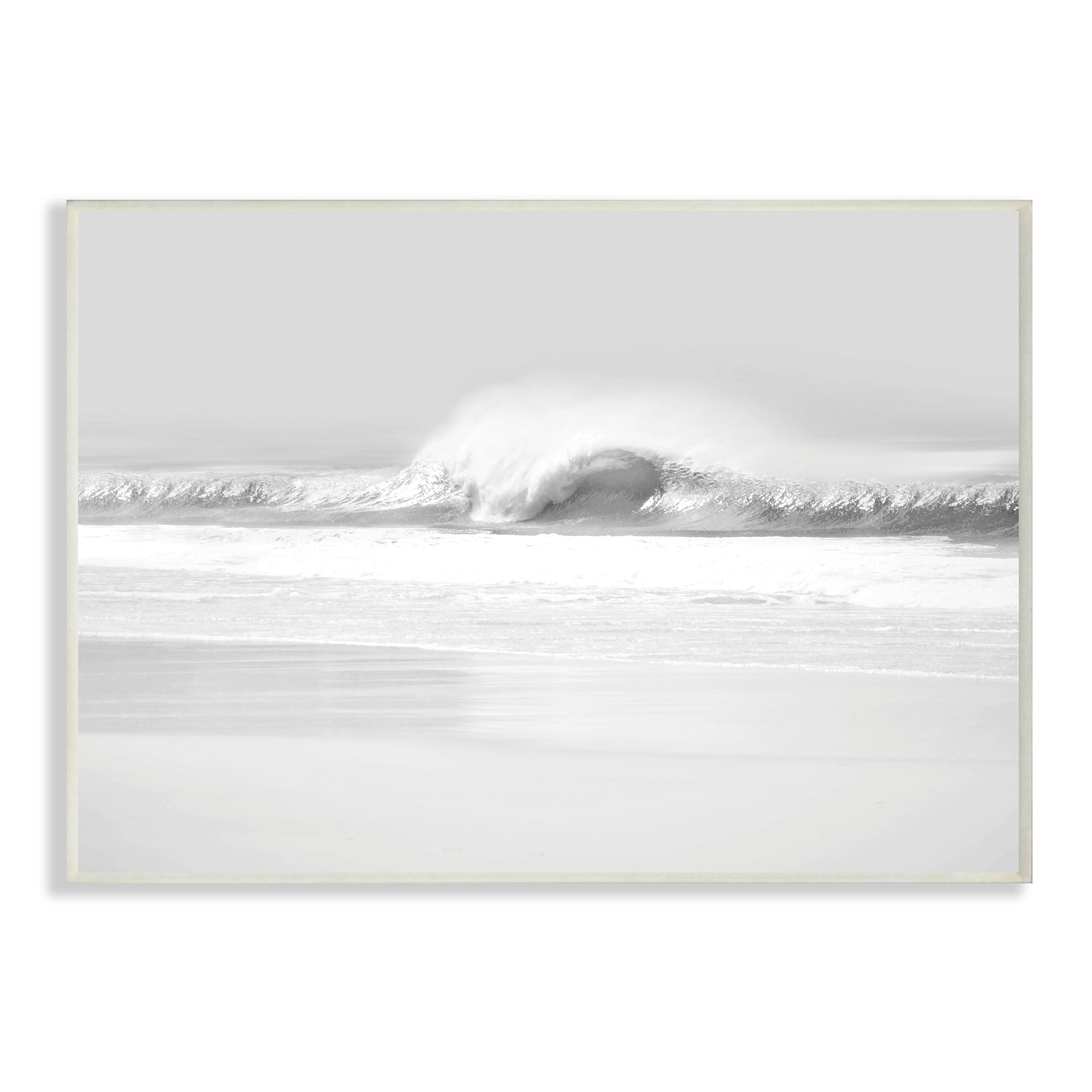 Stupell Industries Waves Crashing onto Beach Black and White,10 x 15,Designed by Maggie Olsen