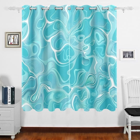 Waves Curtains Black Out 63 Inch Length Curtains for Sliding Glass Doors Bedroom Living Room 2 Panels Set