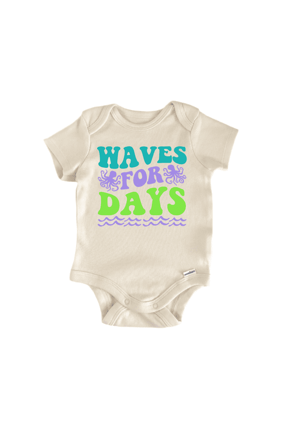 Waves Days Beach Mermaid Newborn Baby Bodysuit