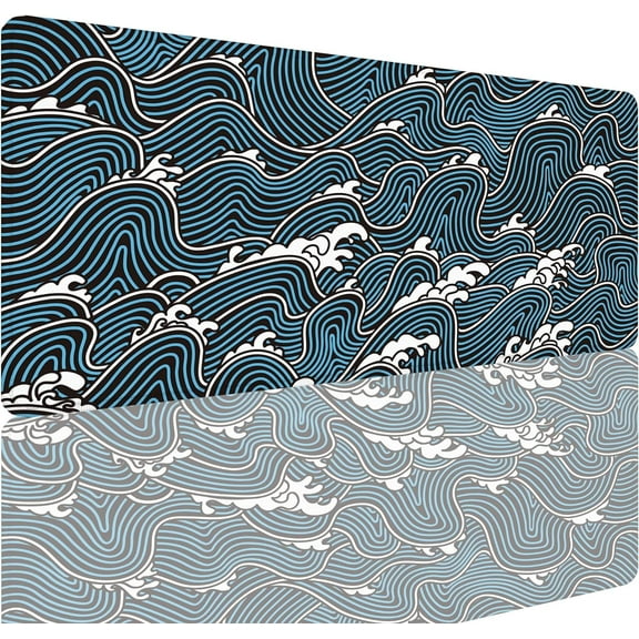 Waves Gaming Mouse Pad,Japanese Ocean Wave Large Mouse Pad Desk Mat Computer Keyboard with Non Slip Base for Home Office,Extended Large Size 31.5" X 15.7"
