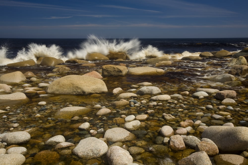 Waves Hitting Rocks Anchor Brook Newfoundland And Labrador Canvas Art - John Sylvester Design Pics (17 x 11)