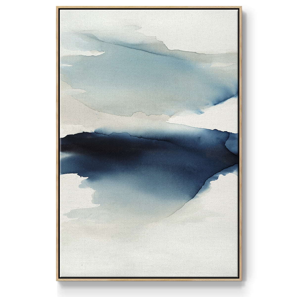 Waves I Framed Premium Gallery Wrapped Canvas - Ready to Hang - 17 x 25 - Natural Wood Floating Frame