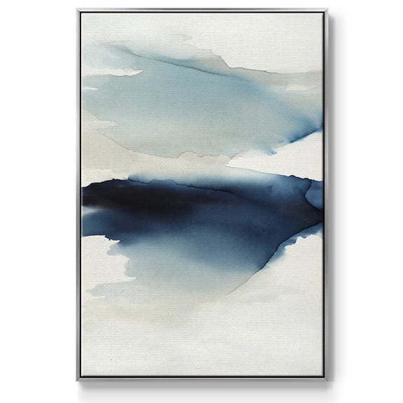 Waves I Framed Premium Gallery Wrapped Canvas - Ready to Hang - 17 x 25 - Silver Floating Frame