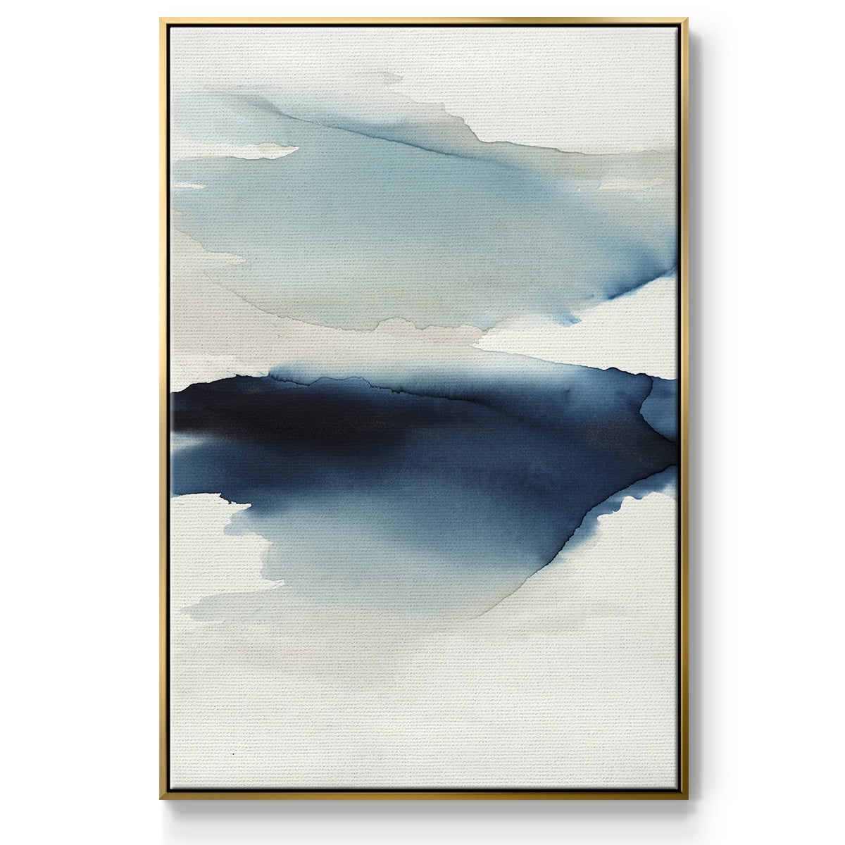 Waves I Framed Premium Gallery Wrapped Canvas - Ready to Hang - 25 x 37 - Gold Floating Frame