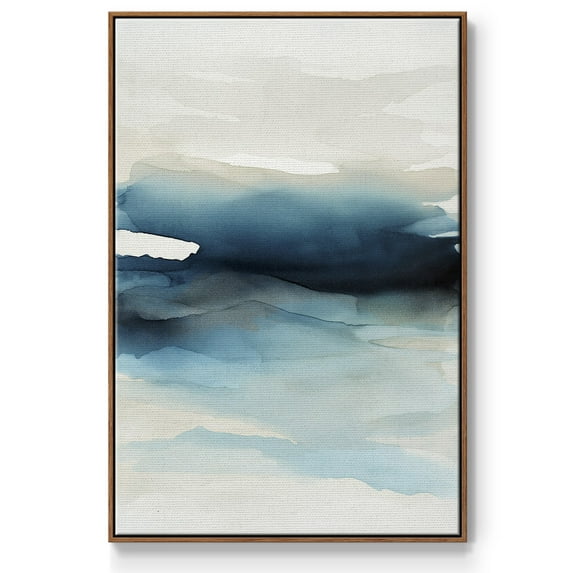 Waves II Framed Premium Gallery Wrapped Canvas - Ready to Hang - 25 x 37 - Walnut Floating Frame