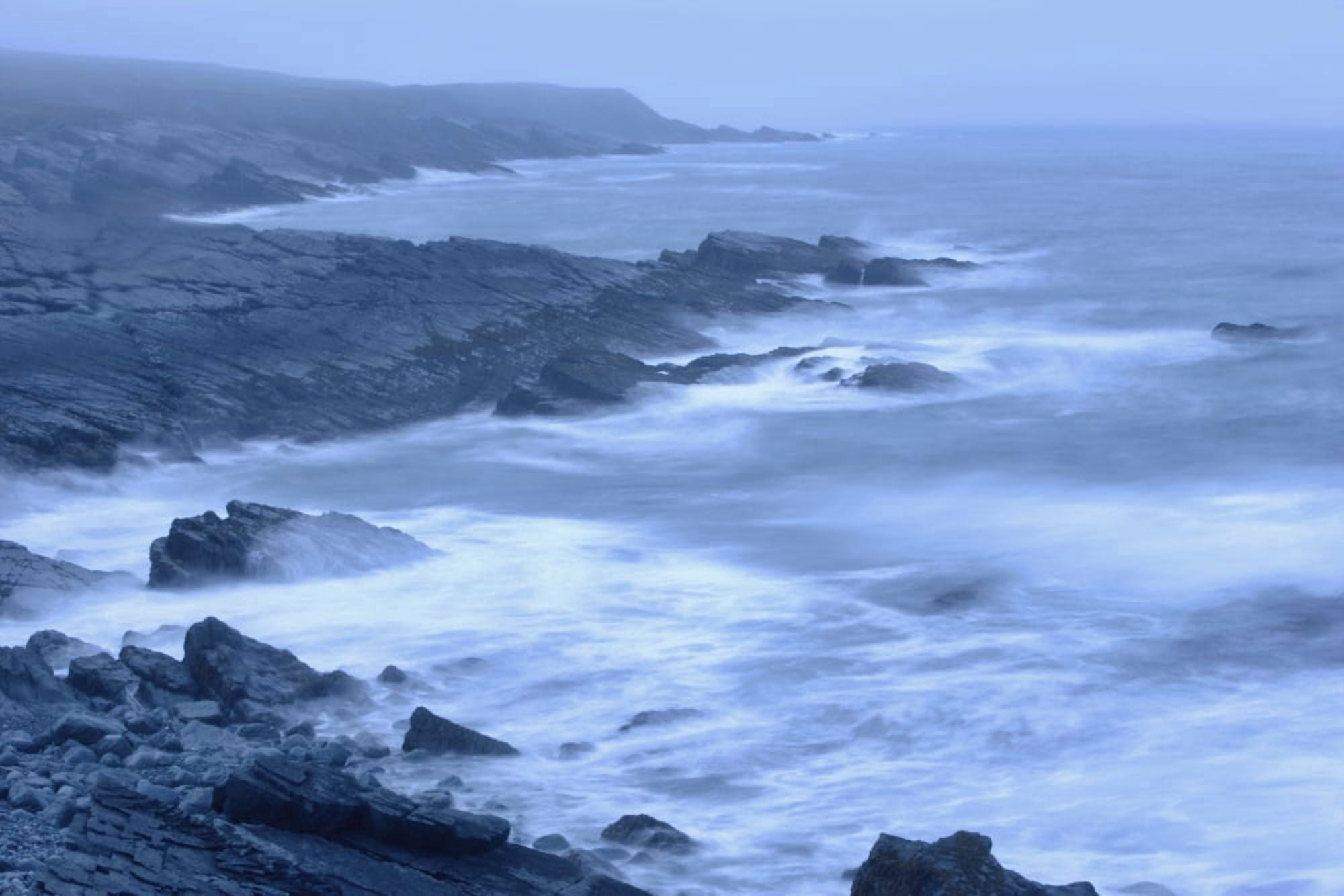 Waves In Trepassey Bay Portugal Cove South Avalon Peninsula Newfoundland Canvas Art - Yves Marcoux Design Pics (34 x 22)
