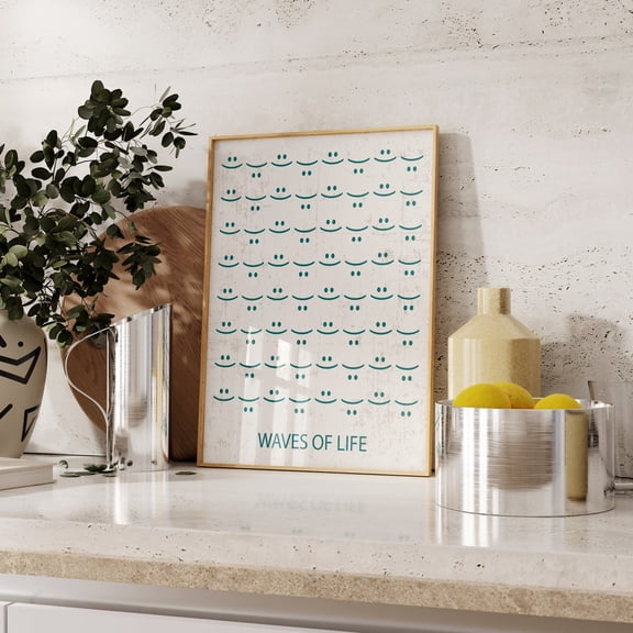 Waves Of Life Typography Unframed Paper Print