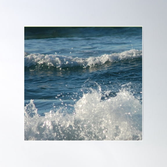 Waves On The Beach. Ocean, Surf Poster Wall Art, Modern Wall Decor For Living Room Bedroom, 24x24 UNFRAMED