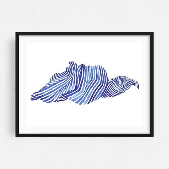 Waves - Painting Abstract Modern Art Geometric Pattern Minimalist Waves Line Art Black Framed Wall Art Print 5 x 7 inches