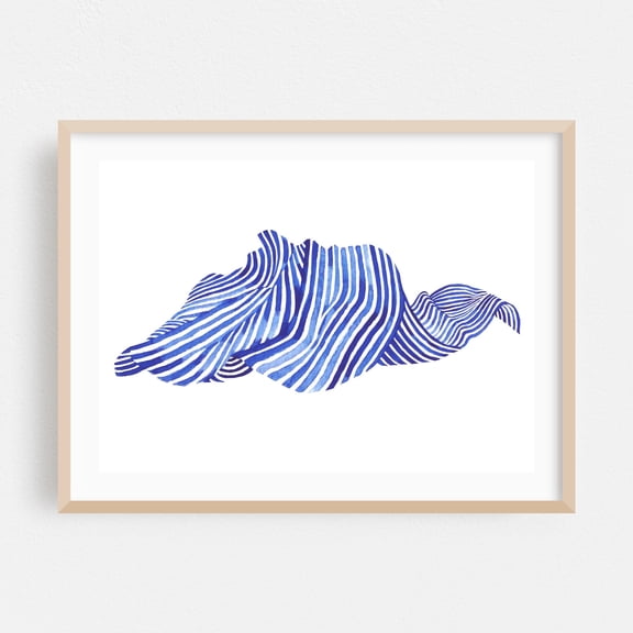 Waves - Painting Abstract Modern Art Geometric Pattern Minimalist Waves Line Art Oak Framed Wall Art Print 5 x 7 inches