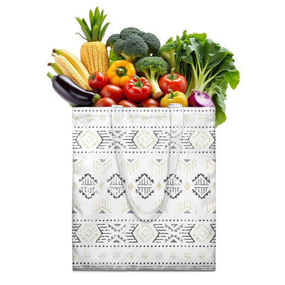 Waves Print Tribal Canvas Bag – Artistic Nordic Reusable Tote for Women