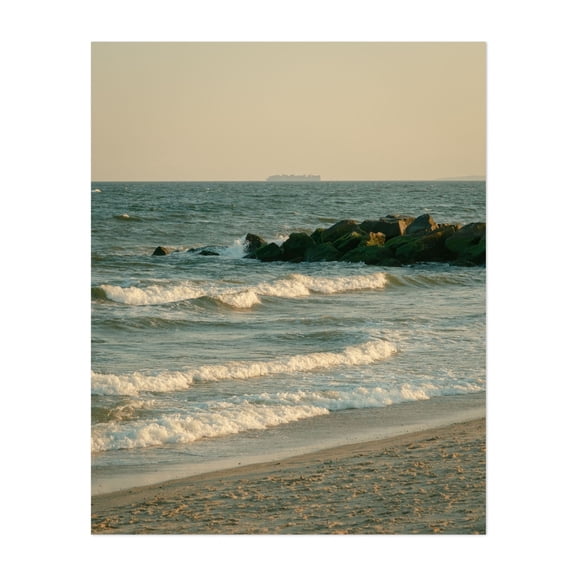 Waves at Rockaway Beach, Queens 03 - Queens New York Photography Beach Waves Coastal Ocean Sunset Nature Landscape Unframed Wall Art Print 12 x 16 inches