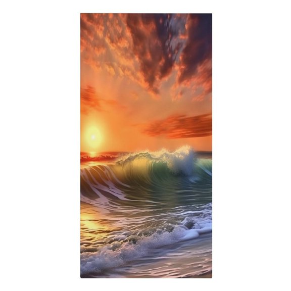 Waves Sunset Magic Microfiber Beach Towel Absorbent Compact Towels for Swimming Pool Beach Travel Things for Vacation Essentials Adult Gift,61.4×30.3Inch