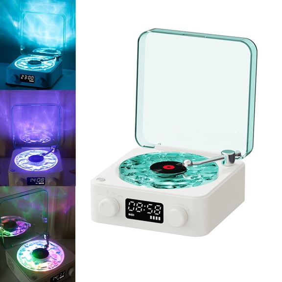 Waves Vinyl Bluetooth Speaker Mini Vintage Record Player Portable Retro Audio with Ambient Light