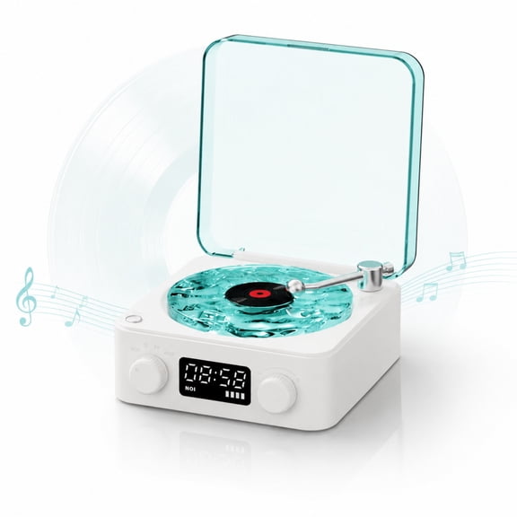Waves Vinyl Bluetooth Speaker, Retro Vinyl Style Combined with Audio-Visual Effects, Wireless and Flexible, Compact and Versatile, Suitable for a Bedroom Desk, Study, Apartment